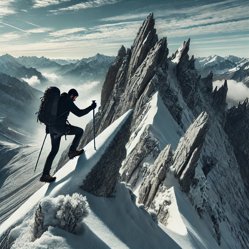 Alpiniste sur une arête
