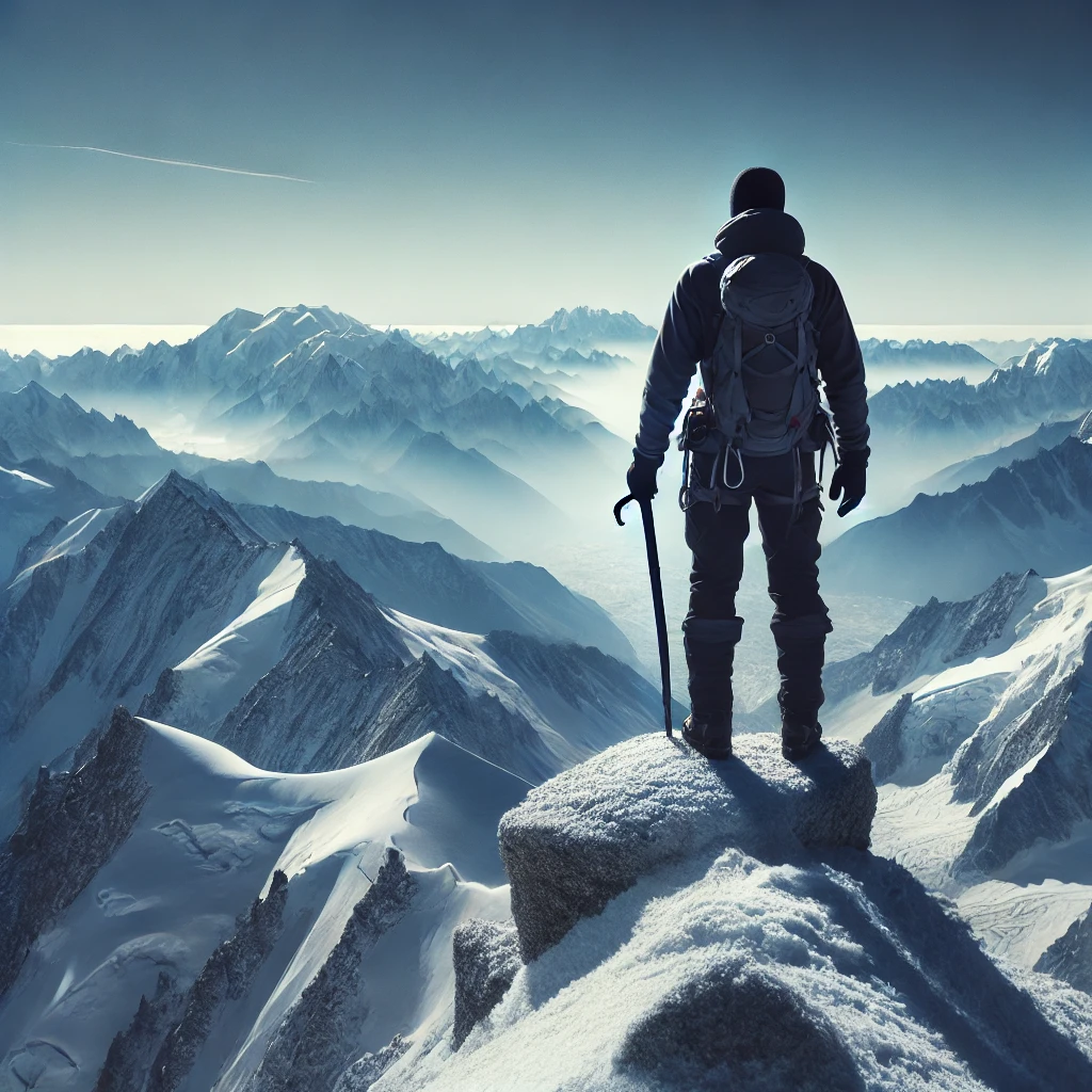 Alpiniste sur un sommet